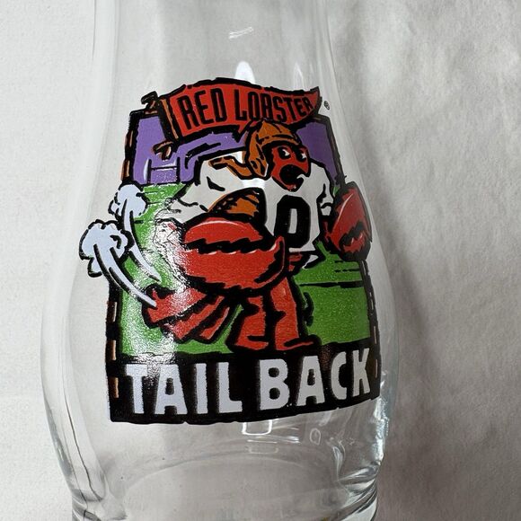 Red Lobster Football Tail Back  Hurricane Glass  7" Tall - Clear - Picture 3 of 5